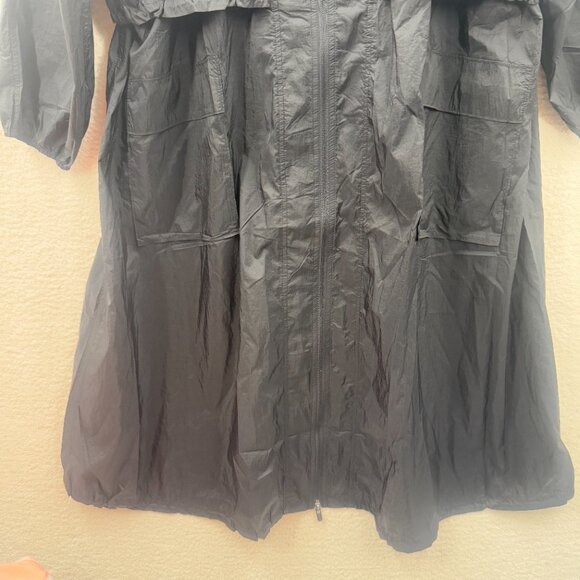 Athleta Black hooded Longline Parka rain jacket full zip relaxed Light  sz XL - Picture 5 of 12